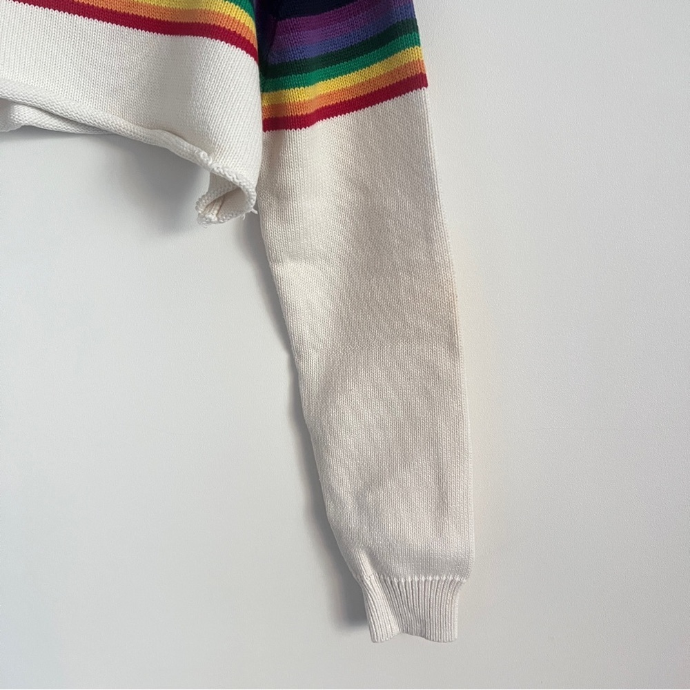 Brandy Melville Rainbow Stripe Cropped Knit Sweater - Picture 3 of 12